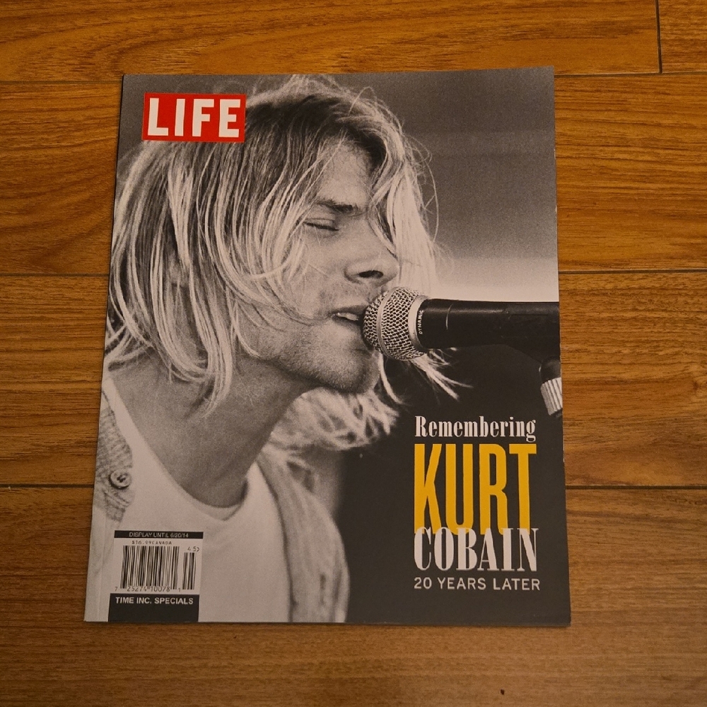LIFE Magazine "Remembering Kurt Cobain" Cover - Black & White with Yellow Text